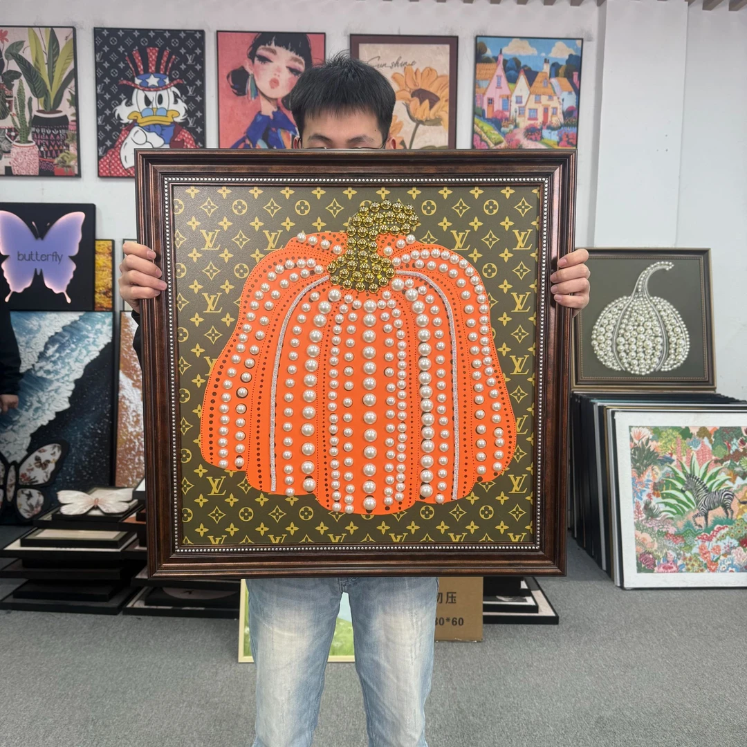 AA老花珍珠棕南瓜卧室装饰画餐厅挂画小众装饰画6060