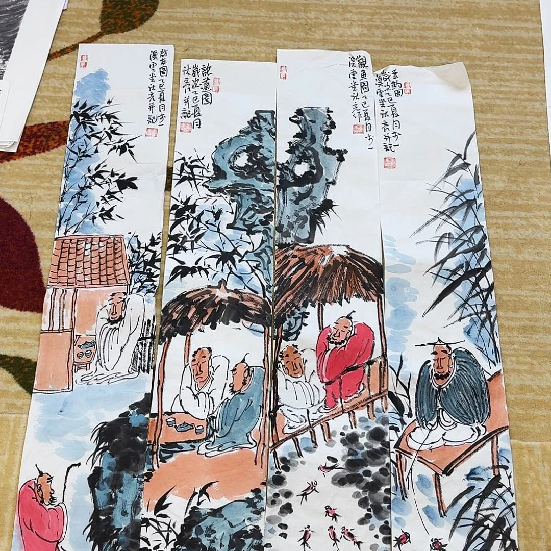 国画100.16四条手绘作品