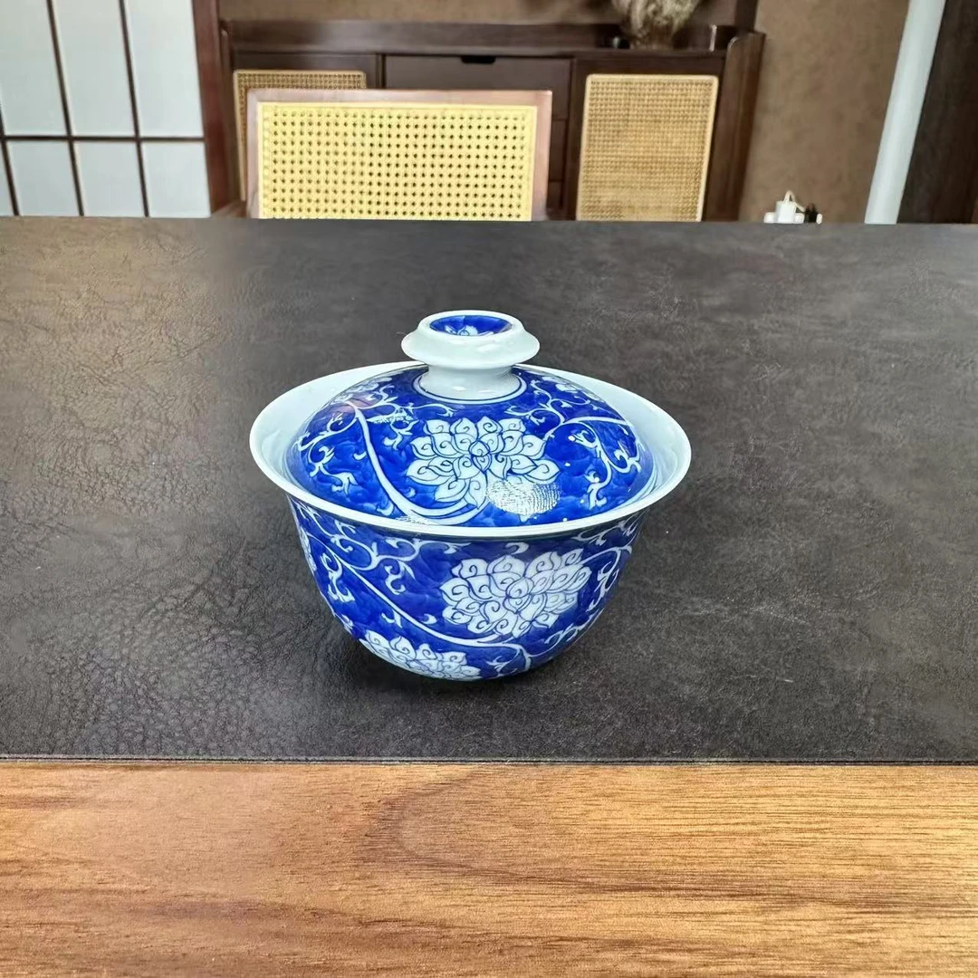 三更有梦|红丰窑  缠枝莲地皮盖碗