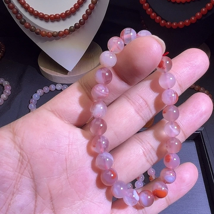 南红玛瑙未镶嵌手链8mm冰飘