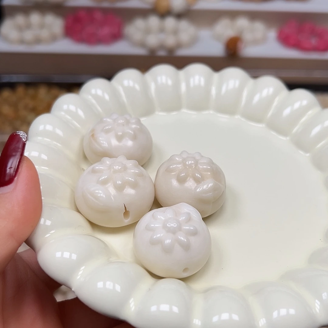 手串菩提根/象牙果瑕疵白馒头花4颗有裂