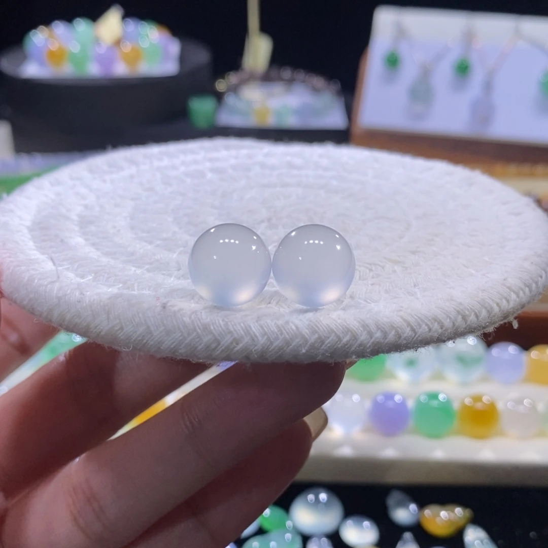 翡翠未镶嵌颈饰高冰白月光卡12