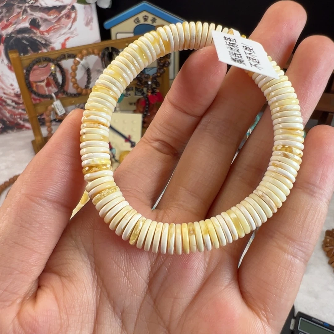 蜜蜡未镶嵌手链金瓷白蜜蜡药片