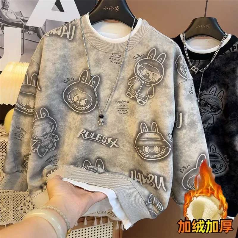 【加绒/不加绒】Y男童卫衣儿童秋冬季长袖新款中大童男孩假两件上衣