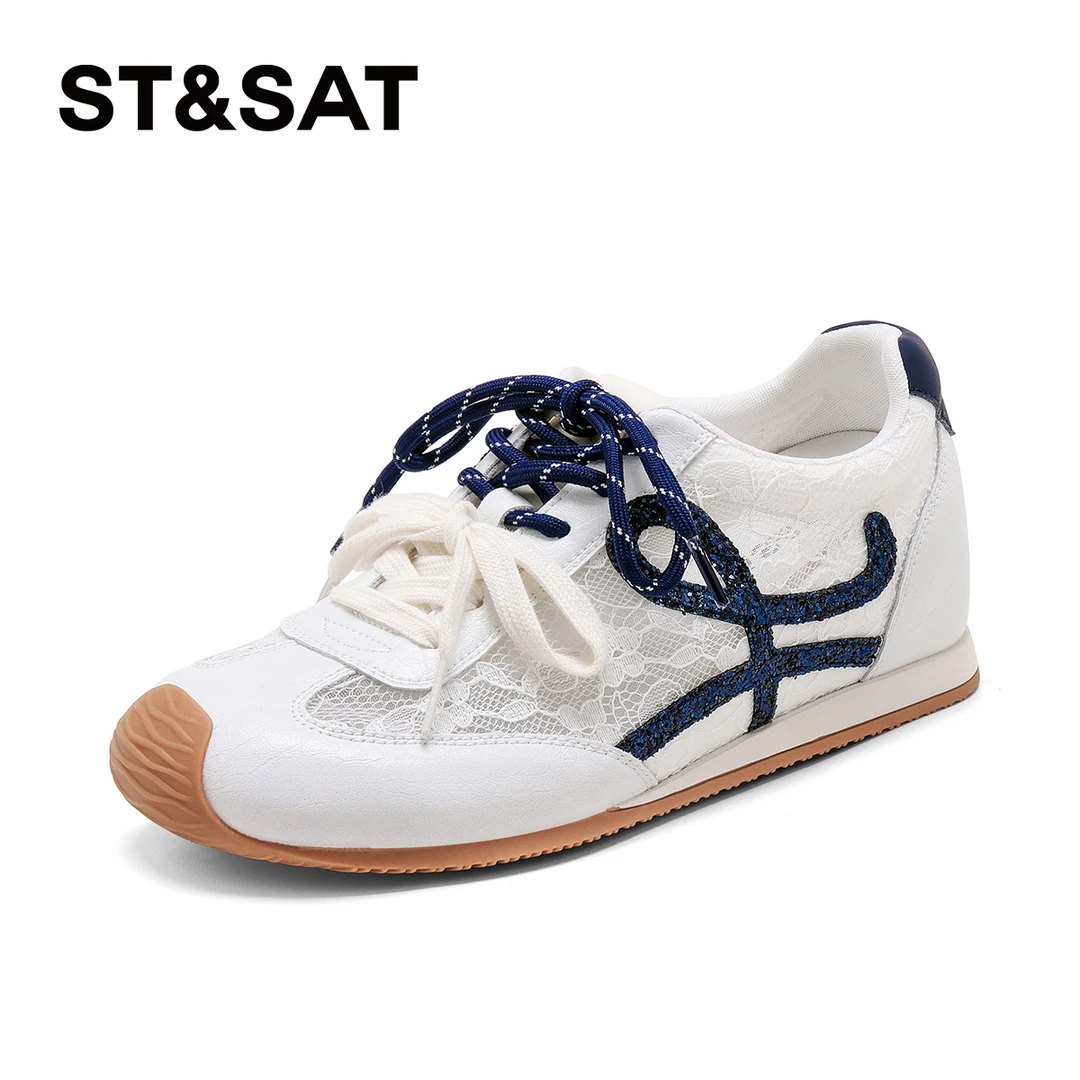St&Sat/星期六网面德训鞋女2025夏季新款时尚休闲女鞋百搭运动鞋