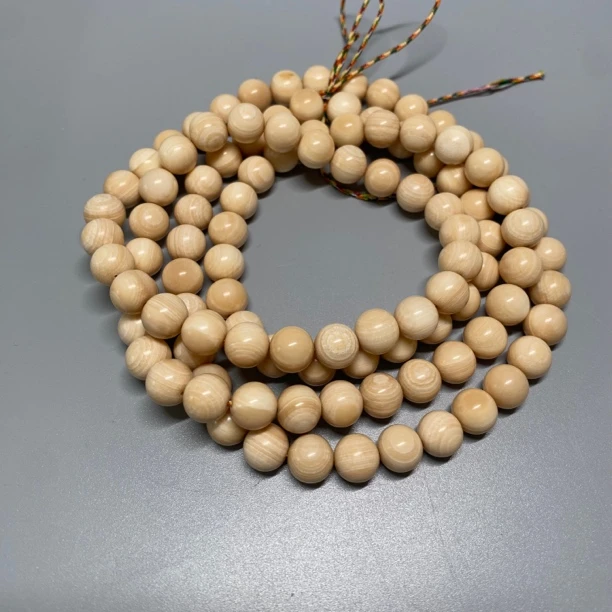 猛犸牙带皮0.8圆珠108颗长串天然无漂色多圈设计