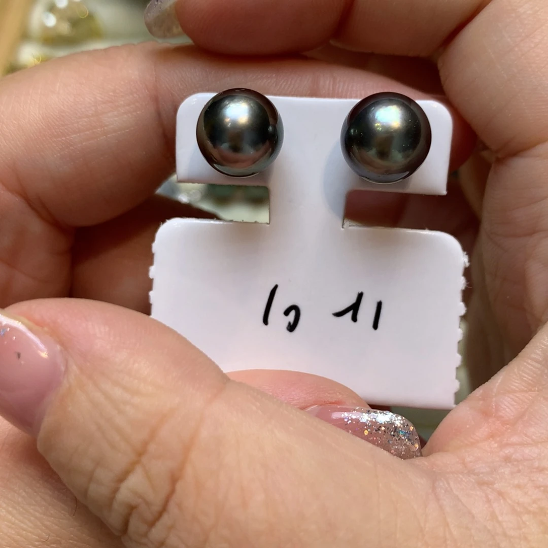 银S925镶嵌海水珍珠耳饰