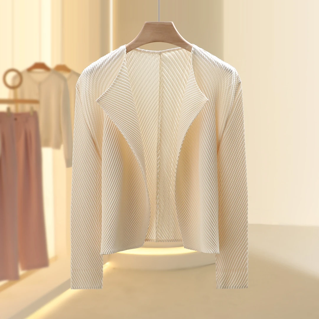 【芙】精致感好看气质褶皱鱼鳞开衫2025秋季新款今年流行女装