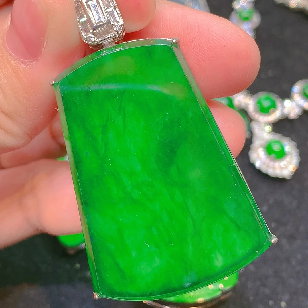 吊坠(不含链)银S925镶嵌翡翠翡翠