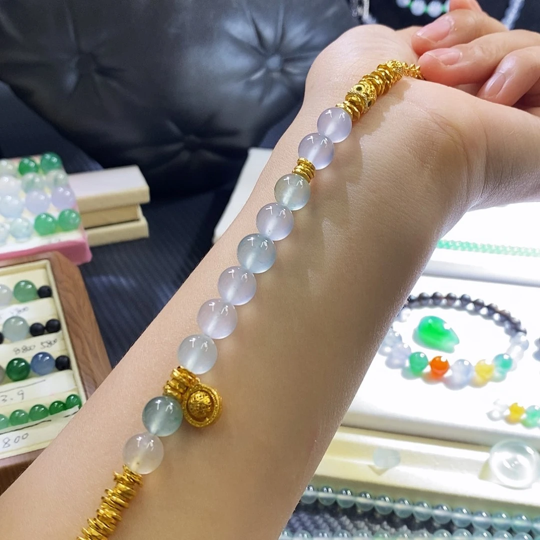 未镶嵌挂件翡翠重金盘缠手链
