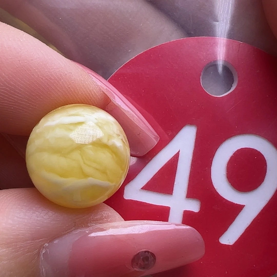 蜜蜡未镶嵌珠宝奇石微瑕12mm金瓷白虎皮圆珠