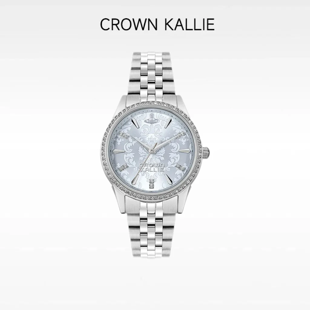 Crown Kallie-西太后联名同款浮雕涧石蓝满钻时尚女士腕表ck8142