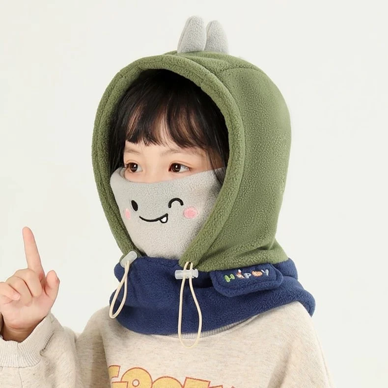 秋冬季加厚保暖套头帽儿童帽子围巾一体防风面罩男女童宝宝护耳帽