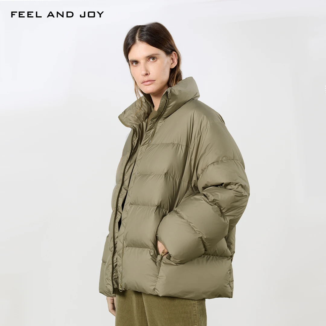 FEEL AND JOY冬季新款廓形羽绒服复古简约通勤保暖女面包服外套