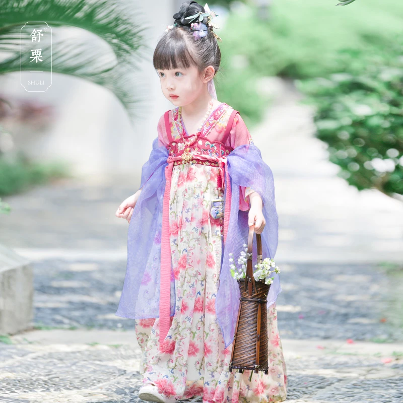 【小花卷】复原款唐装汉服女童2025新款中国风古装连衣裙舒栗