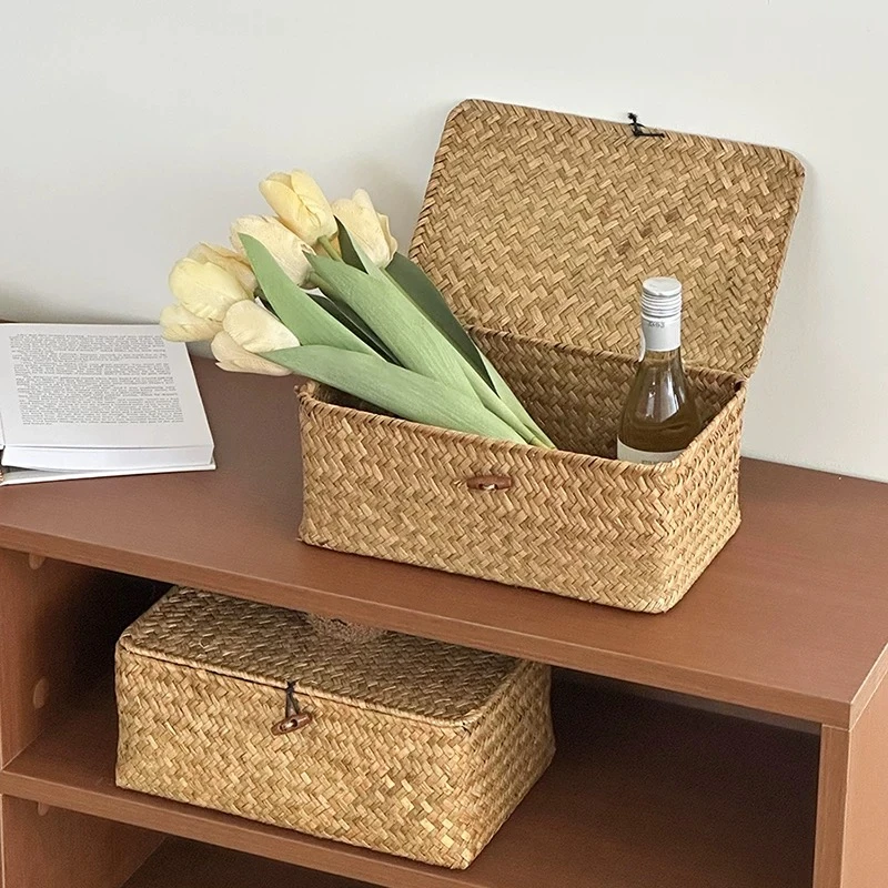 宜然家居草编收纳盒新款创意客厅桌面餐桌抽取多功能纸巾套简约