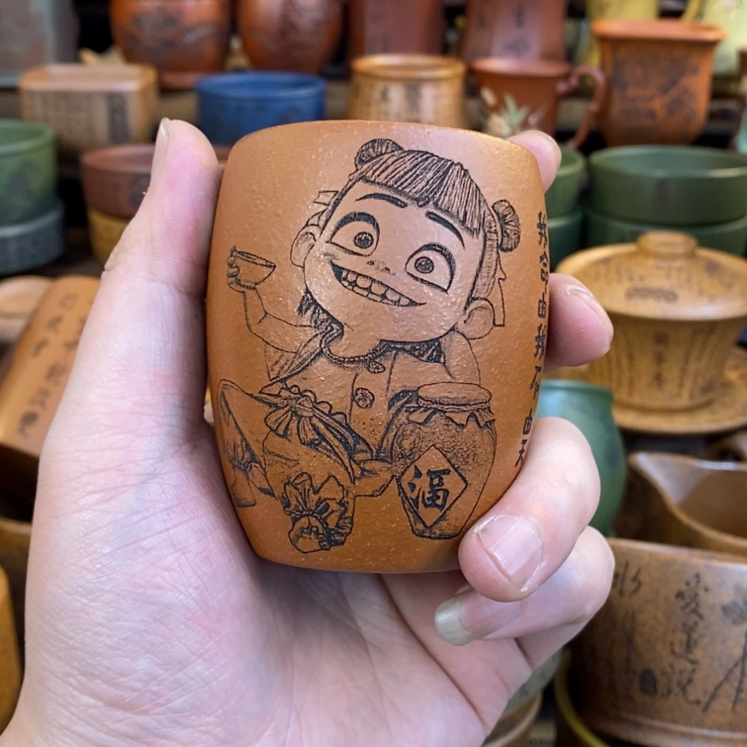 紫砂杯子宜兴全手工紫砂杯