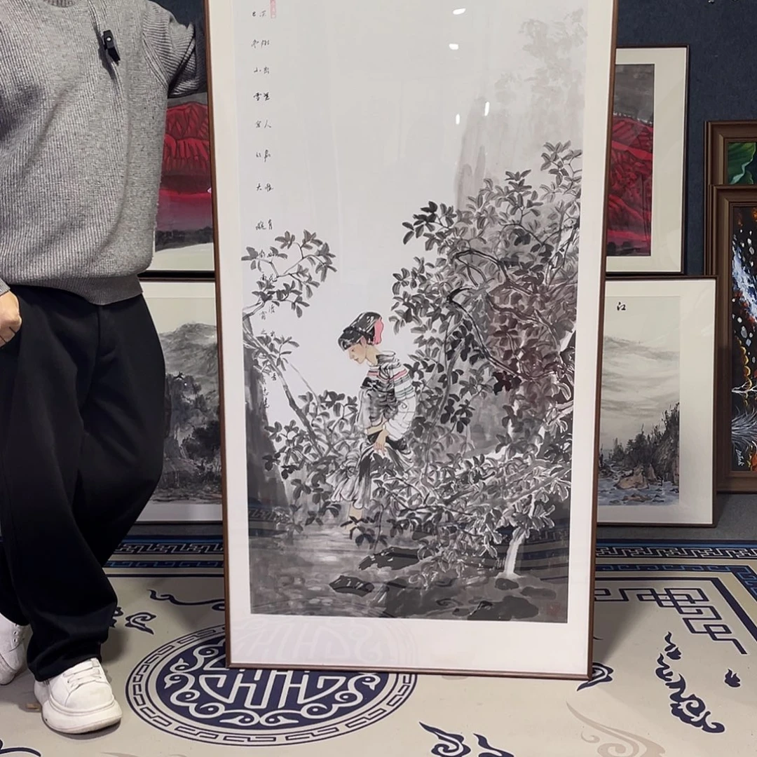 国画手绘画作品带框80/160