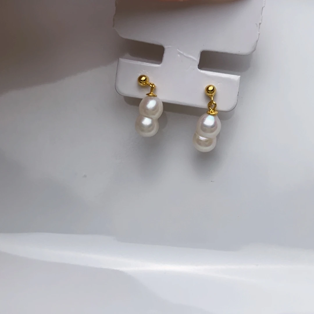 淡水珍珠颈饰银S925镶嵌葫芦耳饰