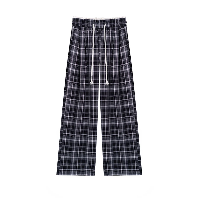 【私人高定】松紧高腰蕾丝边拼接减龄百搭休闲格子裤A2997