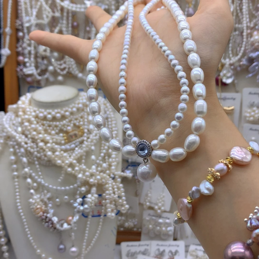 এ***࿐合金淡水珍珠项链耳饰