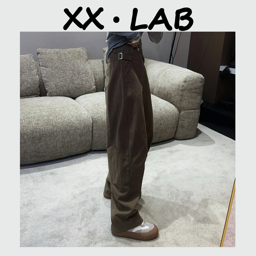 【修修】简约纯棉水洗大口袋复古工装裤