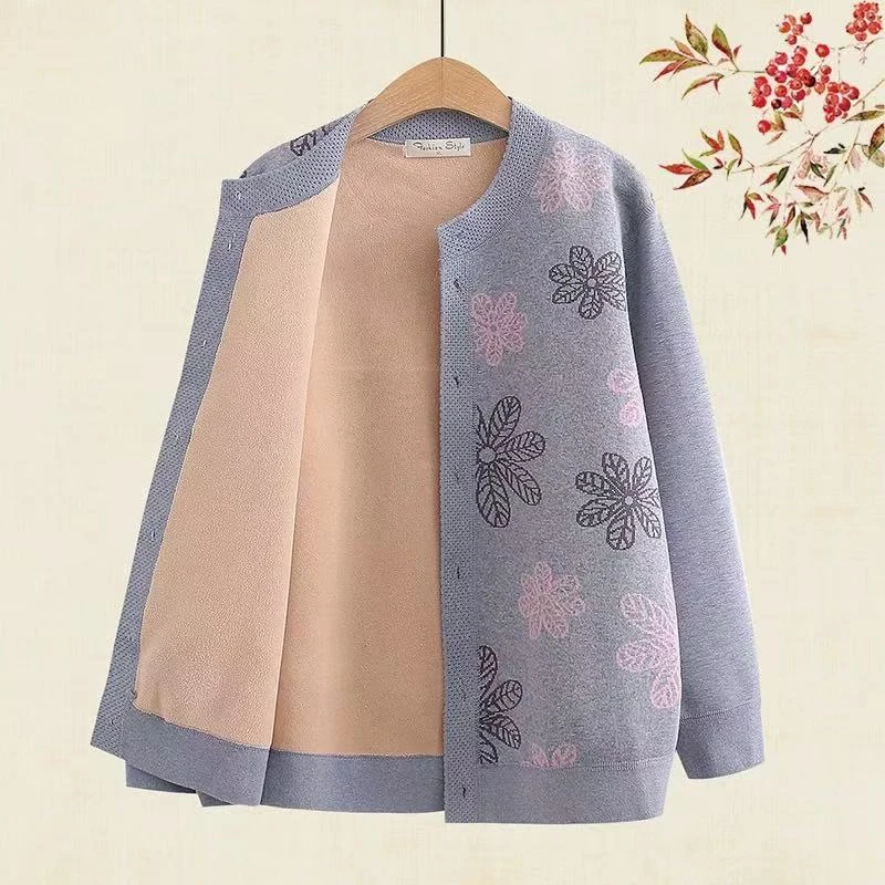 加绒开衫太太毛衣22915