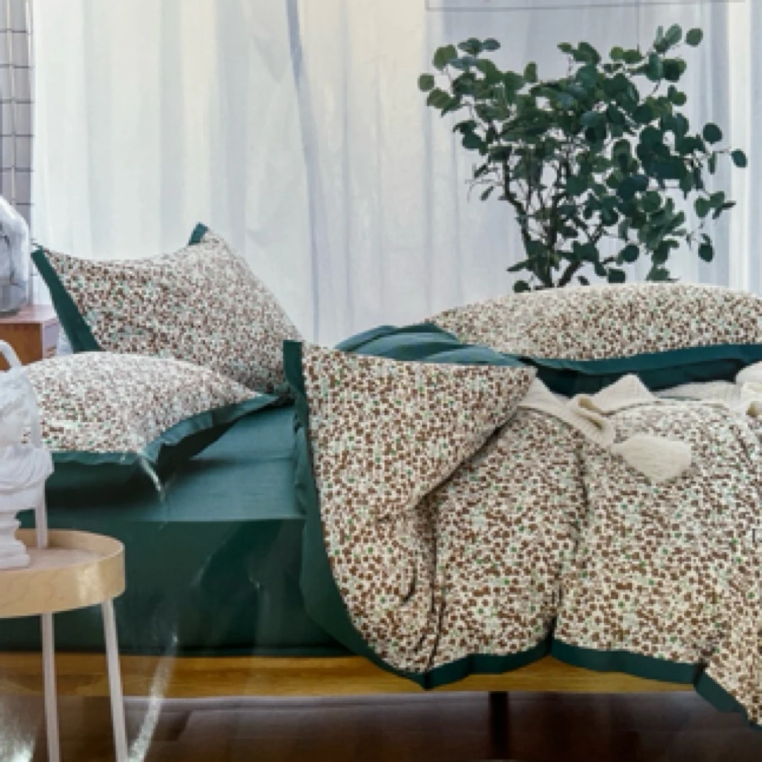 拧小檬水洗棉系列四件套标准200*230微瑕～芬芳翠绿G906