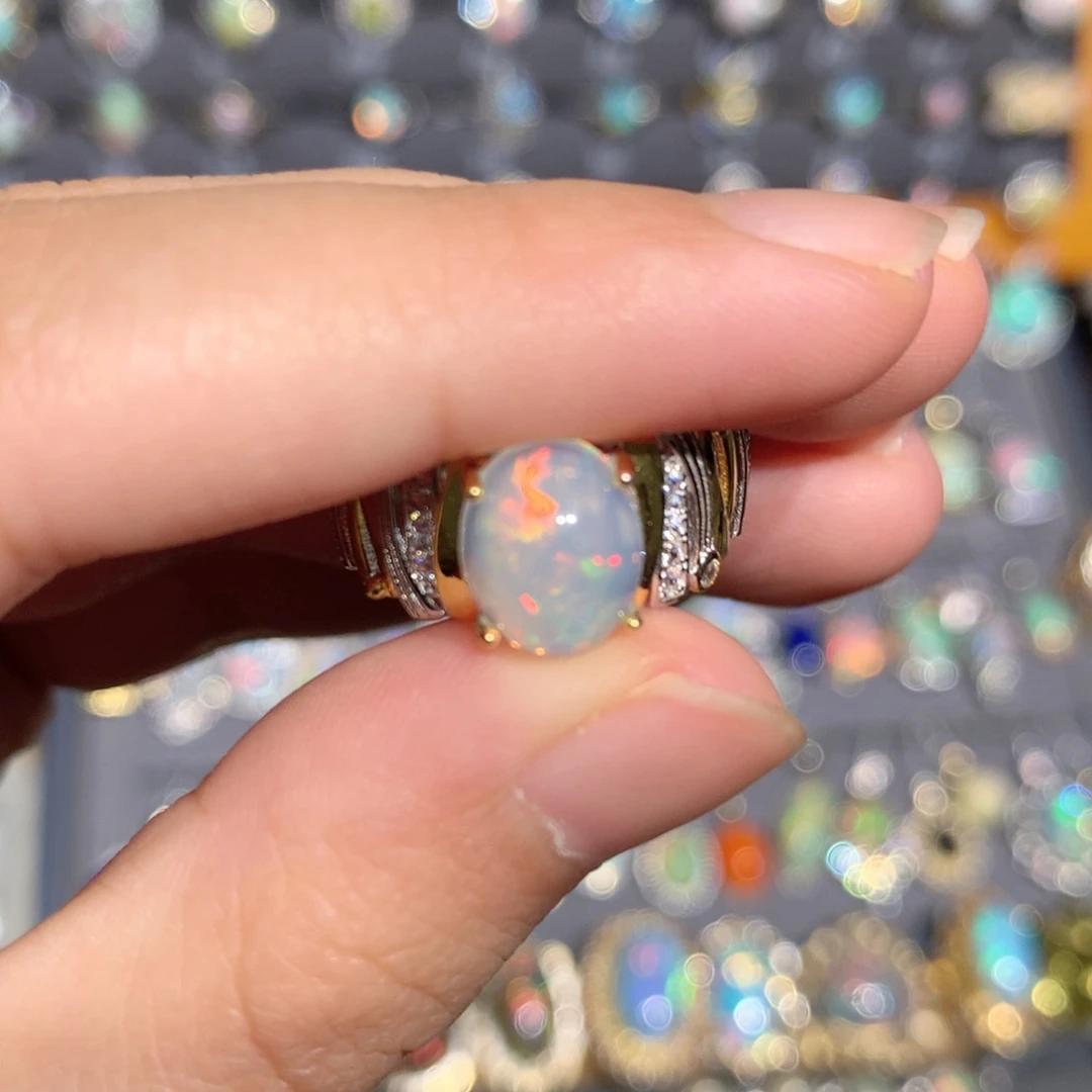 银S925镶嵌欧泊欧泊戒指y