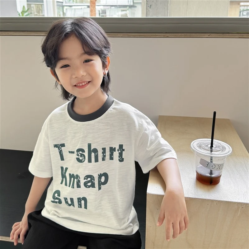 【开播福利】男童纯棉潮T恤夏季新款中大童竹节棉上衣|24ba73