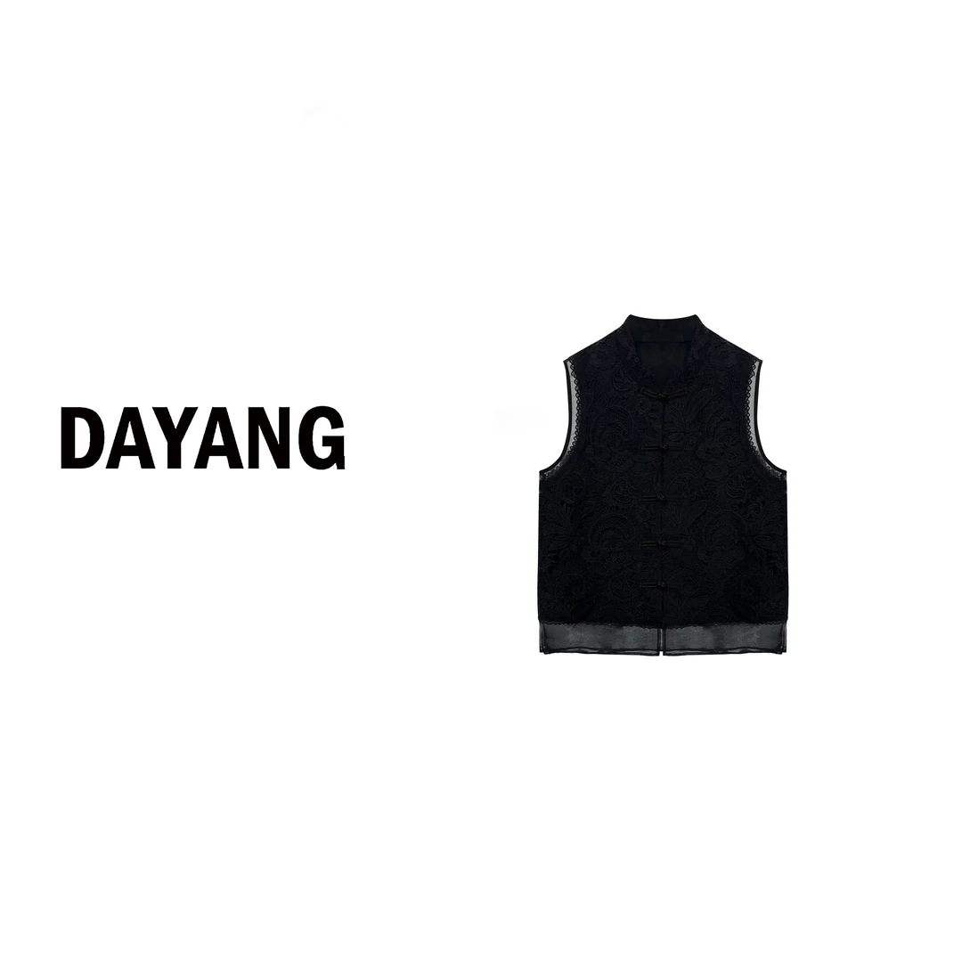 【DAYANG】双向时髦 拼接无袖立领编织微透小马甲