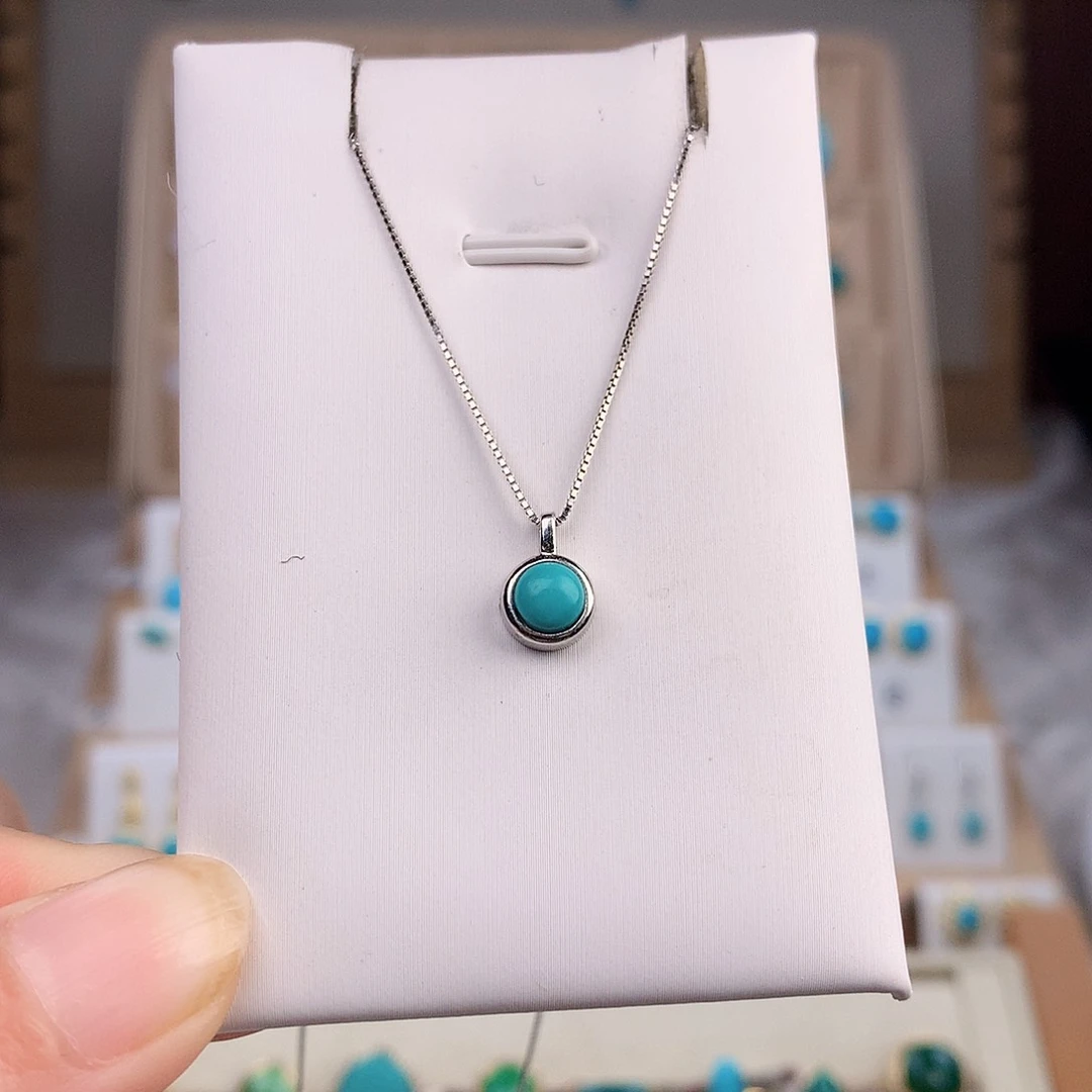 绿松石耳饰银S925镶嵌