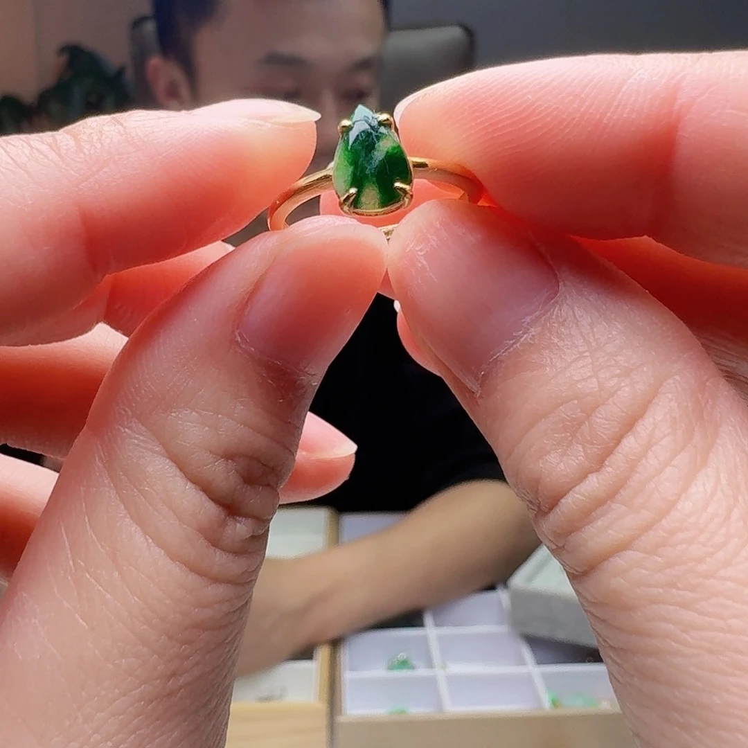 翡翠戒指银S925镶嵌天然