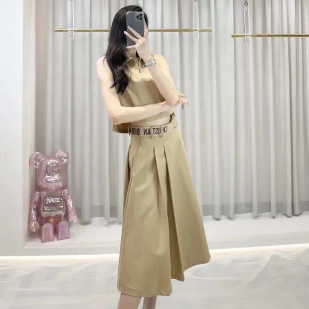 99新 DIOR/迪奥 1l180 纯色腰部织带休闲长裙 36码