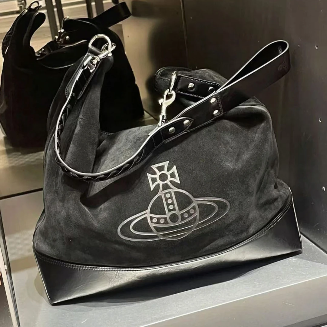 【万达撤柜】定制奢侈品西太后hobo土星款麂皮托特包流浪包朋克适用