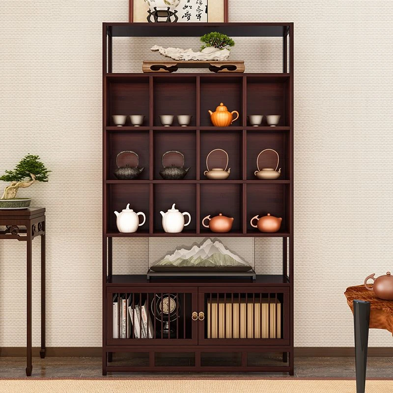 新中式紫砂壶博古架茶柜置物架茶叶收纳柜陈列架家用茶壶架展示柜