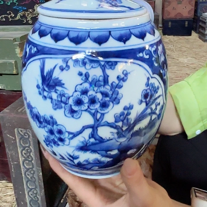 摆件景德镇高温陶瓷冰梅