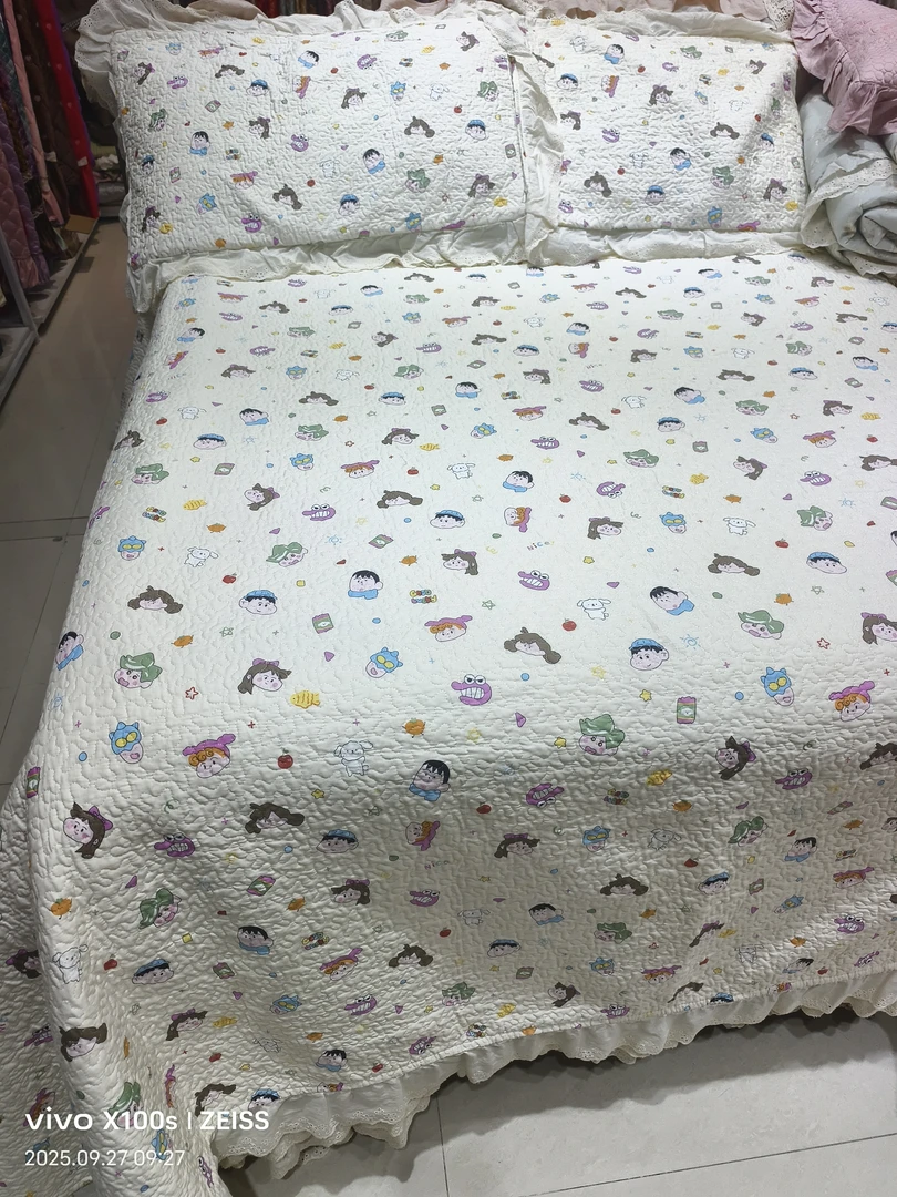 韩式四季通用夹棉60支加厚亲肤绗缝碎花优等品床盖床裙绗缝被花边