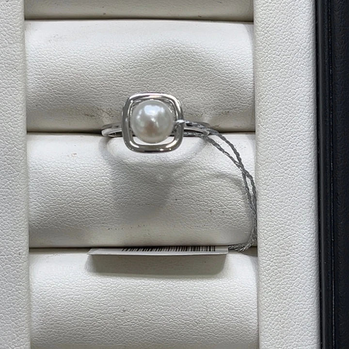 银S925镶嵌戒指海水珍珠7-8mm 1号