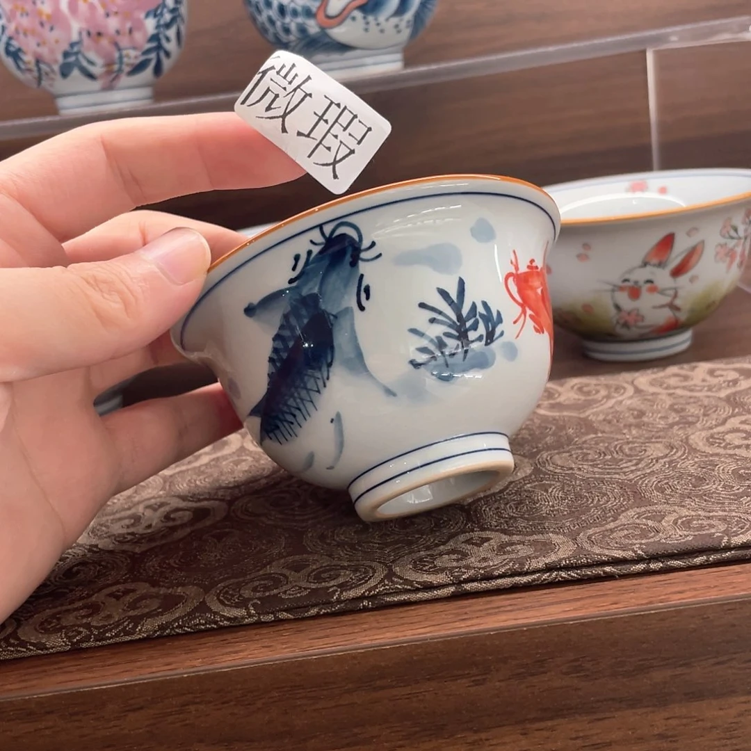 釉下手绘茶具微瑕