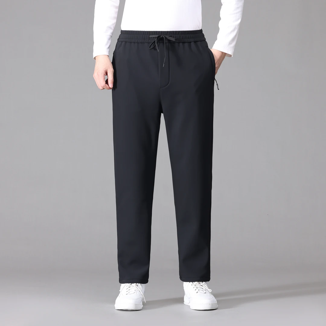 8801男士加厚直筒裤松紧腰大码休闲裤宽松防风外穿