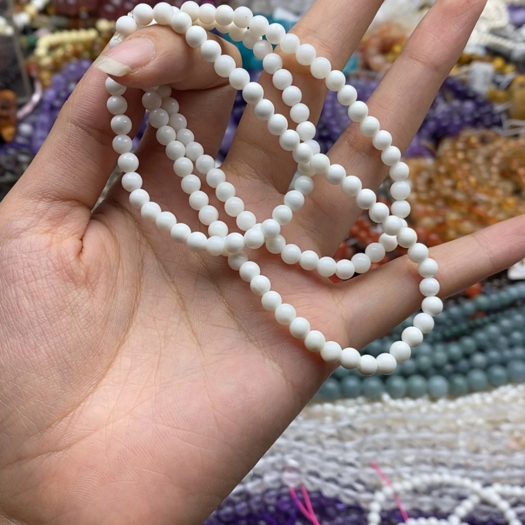 玛瑙/玉髓未镶嵌珠宝半成品一条纯天然车贝壳三圈手链4.5mm