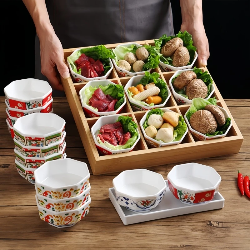 密胺餐具小碗商用创意餐厅饭店寿喜烧小吃拼盘火锅九宫格菜碗日式