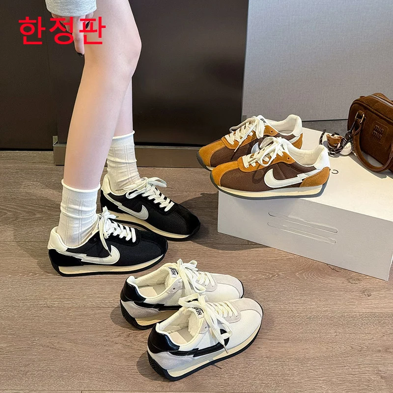 韩国신상품·运动鞋女2025秋季新款透气厚底ins百搭系带休闲阿甘鞋