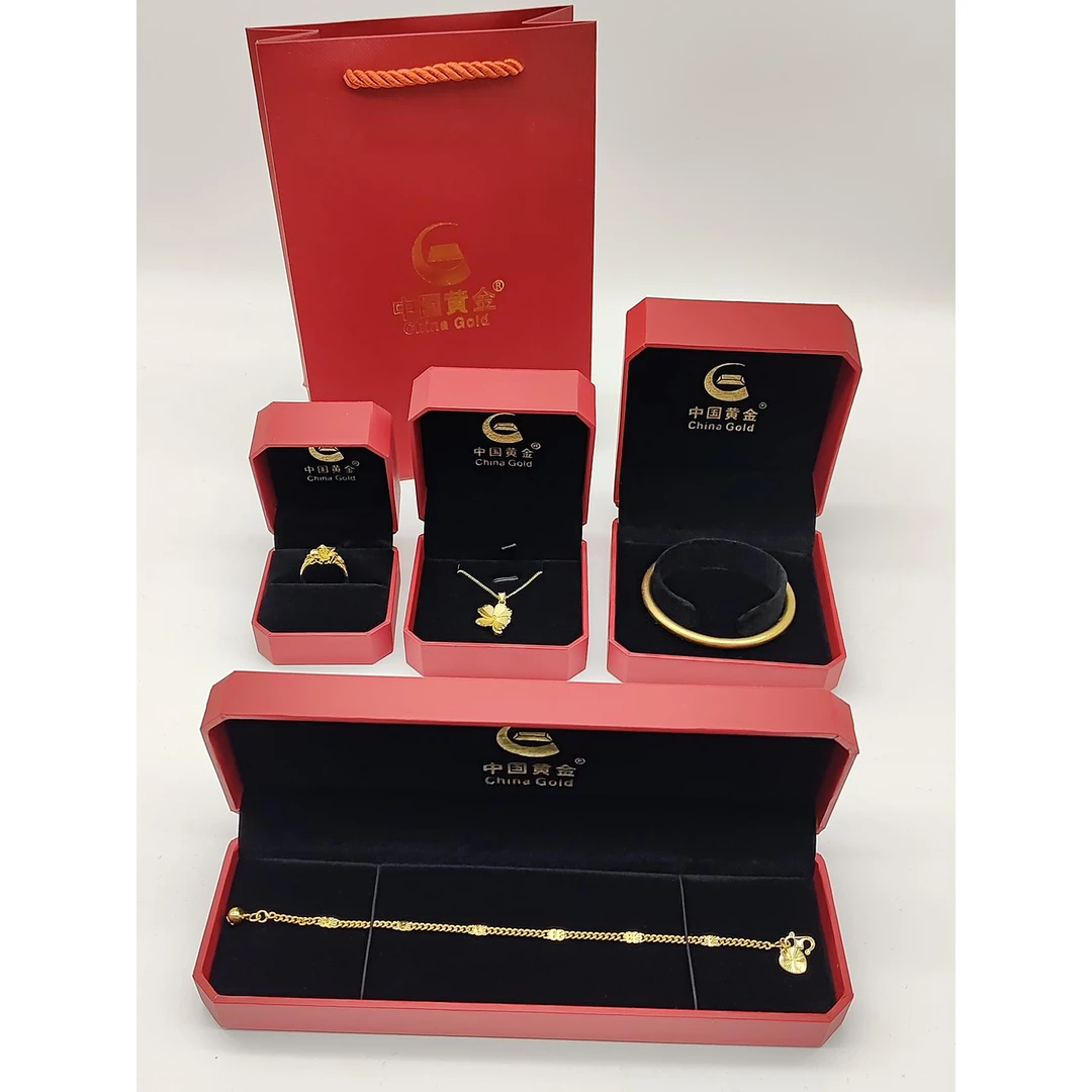 新款黄金首饰盒结婚礼盒戒指耳钉项链手镯盒手链礼品包装盒子