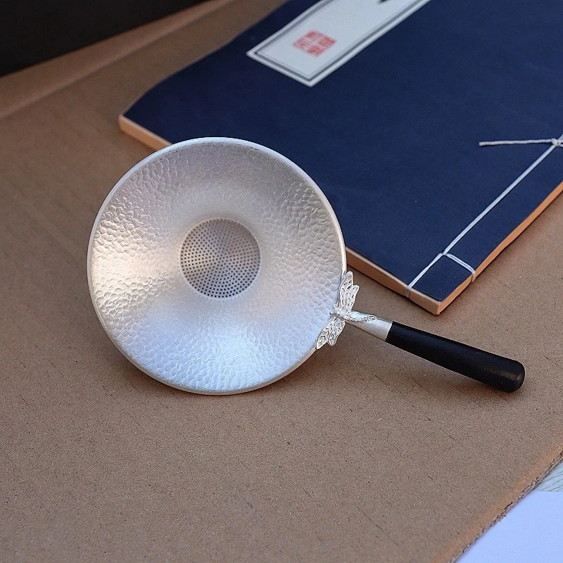 足银银制品 【艾比银】足银999手工蜻蜓款锤纹茶漏