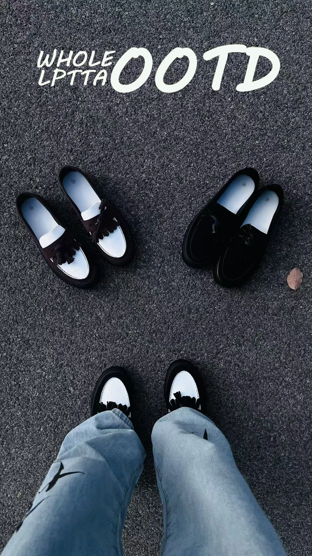 OESY鞋子男新款百搭小众设计休闲潮流懒人一脚蹬流苏休闲乐福鞋