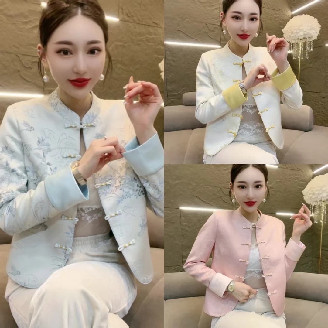 2688款-早春新款新中式立体提花水墨画外套国风
