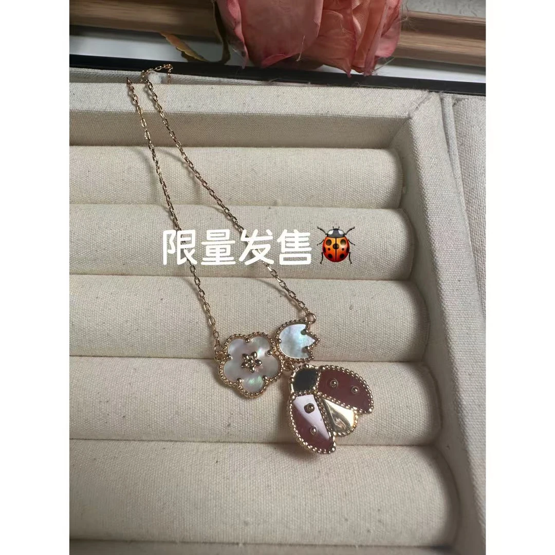 铜合金合成锆石项链 粉色瓢虫项链 WBM157