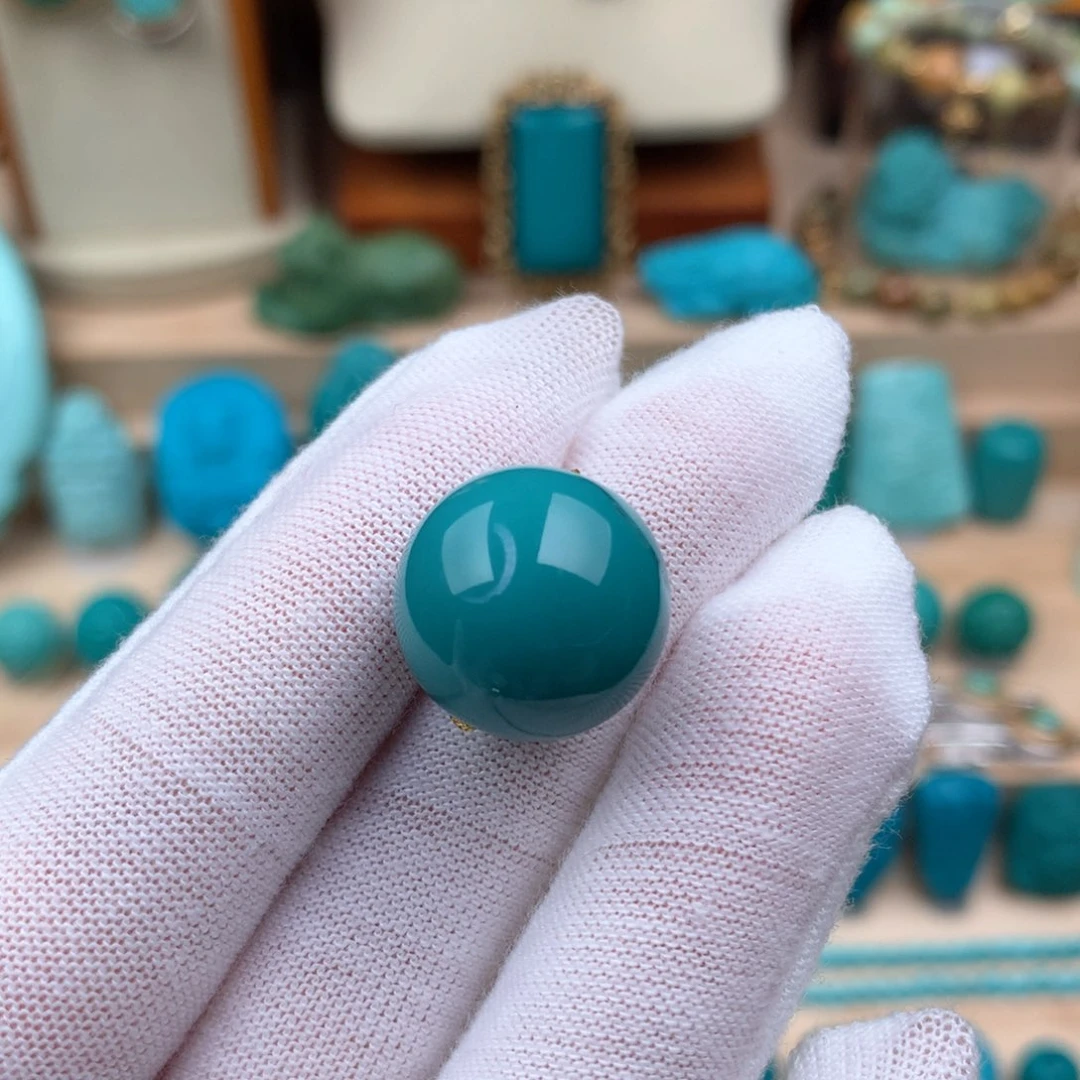 绿松石未镶嵌圆珠卡16.5